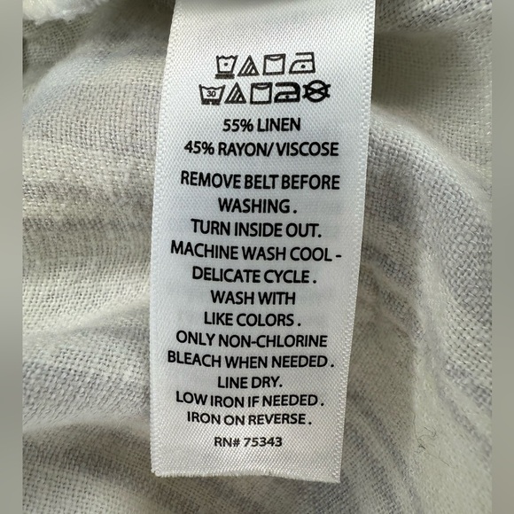 Sigrid Olsen Women’s Cream Linen Striped Pants Size Large - Picture 4 of 4